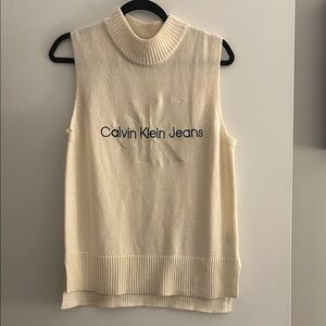 NWOT, Calvin Klein Jeans Cream Sleeveless top. Size S